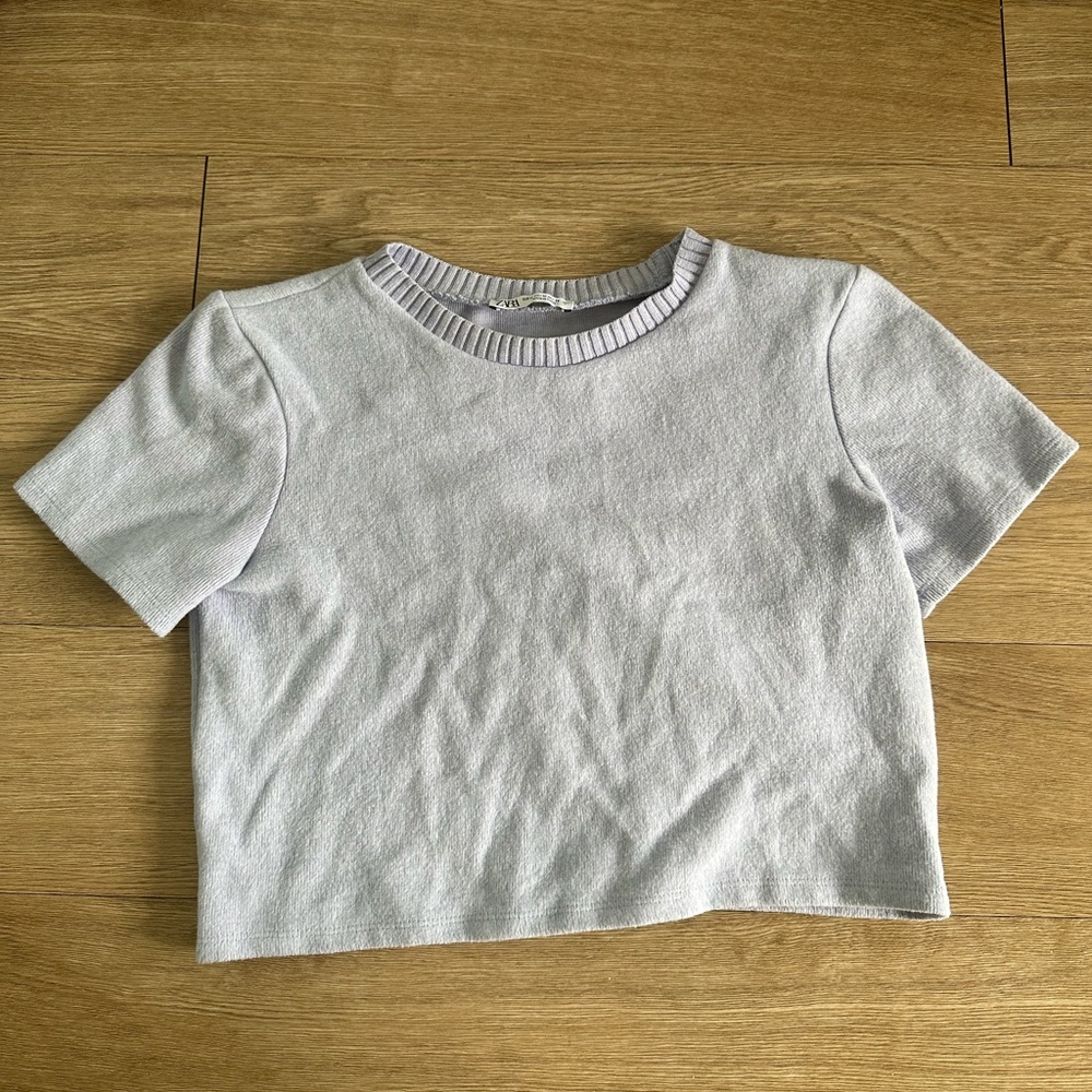 Zara Fuzzy Sweater Crop Top Size Medium